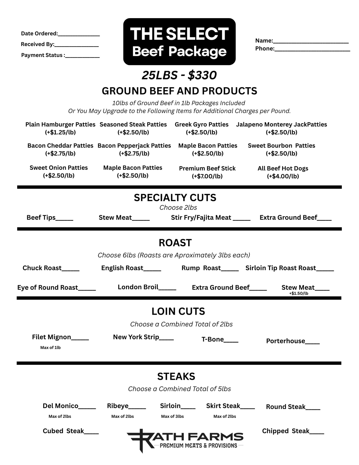 The RF Select Beef Package (25LBS)