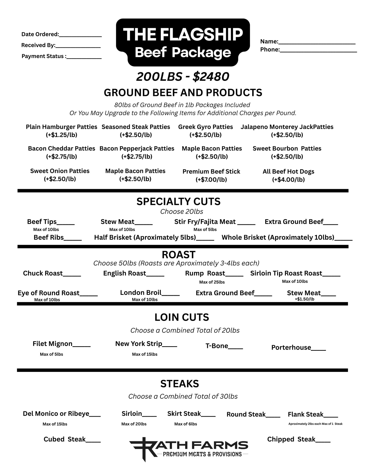 The RF Flagship Beef Package (200LBS)