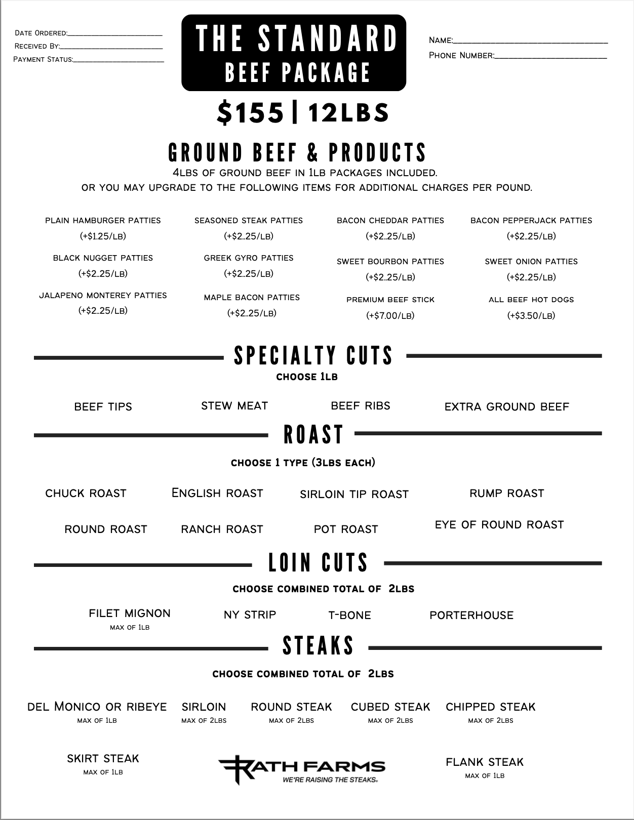 The RF Standard Beef Package (12LBS)