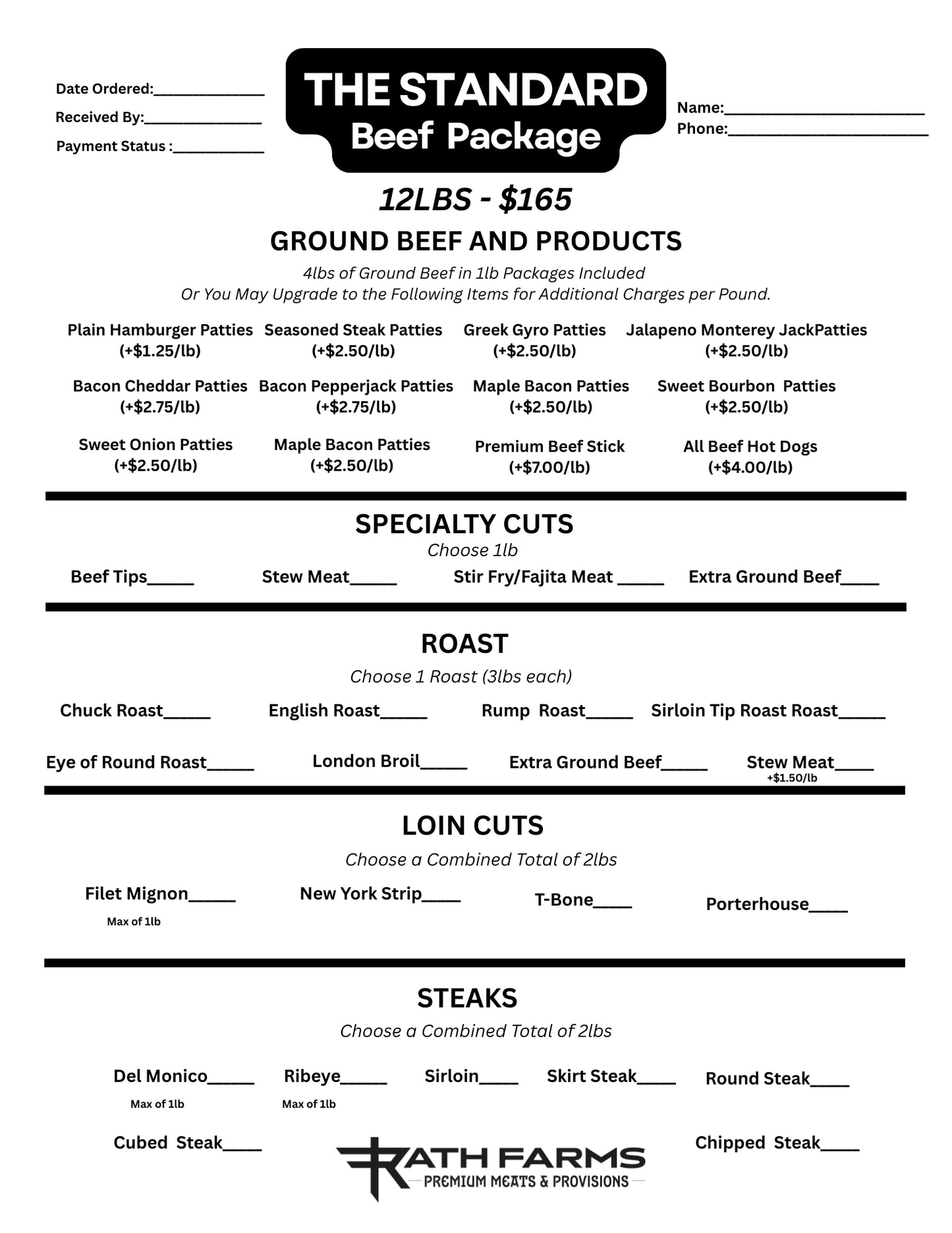 The RF Standard Beef Package (12LBS)
